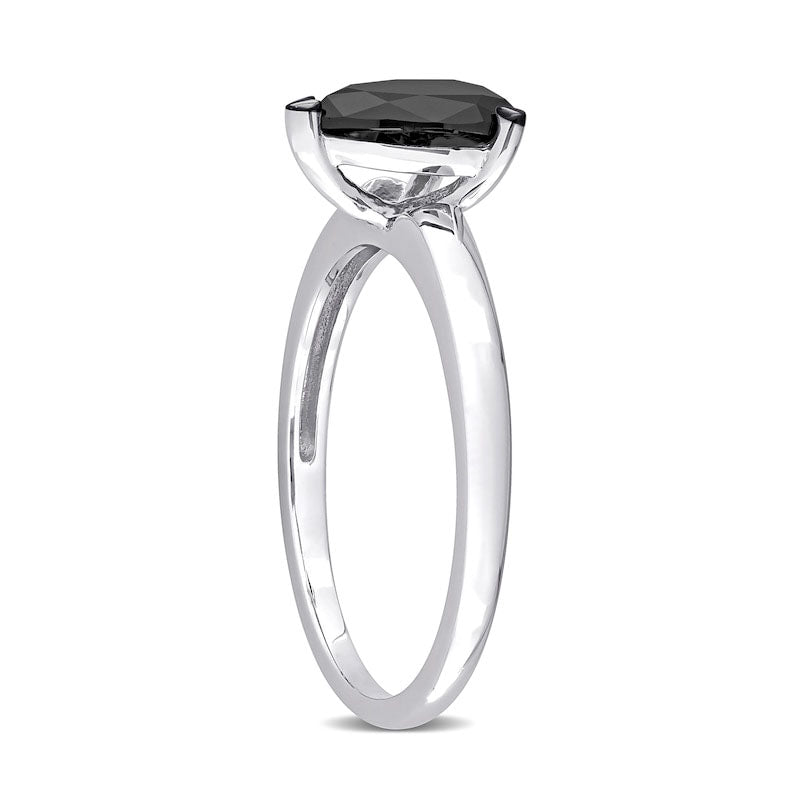 1.0 CT. Pear-Shaped Enhanced Black Natural Clarity Enhanced Diamond Solitaire Ring in Solid 10K White Gold