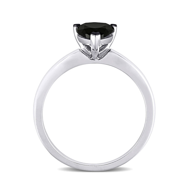 1.0 CT. Pear-Shaped Enhanced Black Natural Clarity Enhanced Diamond Solitaire Ring in Solid 10K White Gold