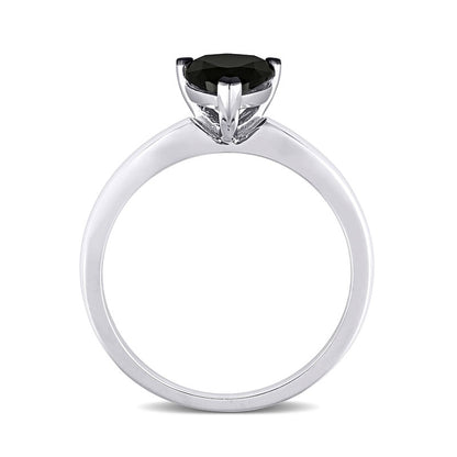 1.0 CT. Pear-Shaped Enhanced Black Natural Clarity Enhanced Diamond Solitaire Ring in Solid 10K White Gold