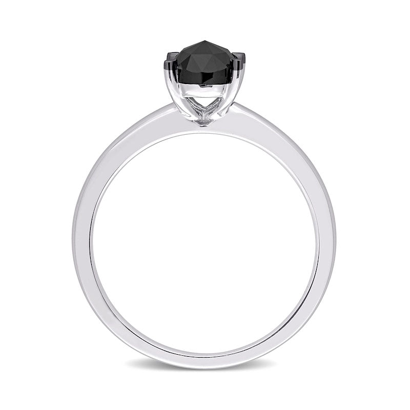 1.0 CT. Oval Enhanced Black Natural Clarity Enhanced Diamond Solitaire Ring in Solid 10K White Gold