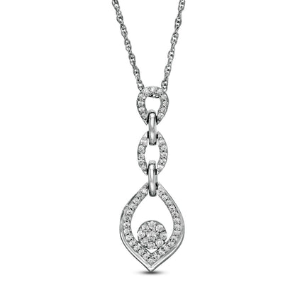 0.2 CT. T.W. Composite Natural Diamond Triple Flame Pendant in Sterling Silver
