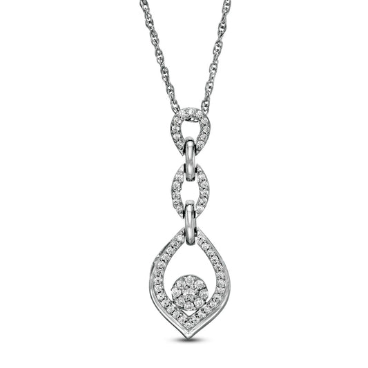 0.2 CT. T.W. Composite Natural Diamond Triple Flame Pendant in Sterling Silver