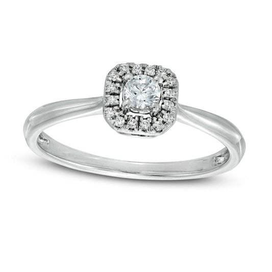 0.20 CT. T.W. Natural Diamond Cushion Frame Promise Ring in Solid 10K White Gold