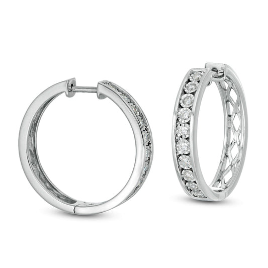 0.5 CT. T.W. Diamond Hoop Earrings in Sterling Silver