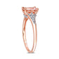 Emerald-Cut Morganite and 0.10 CT. T.W. Natural Diamond Floral Shank Ring in Solid 10K Rose Gold