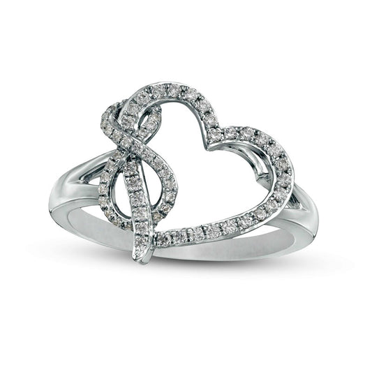0.25 CT. T.W. Natural Diamond Tilted Heart with Infinity Ring in Sterling Silver