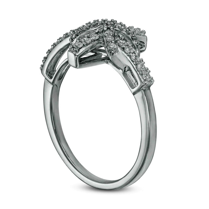 0.25 CT. T.W. Natural Diamond Sideways Cross with Infinity Ring in Sterling Silver