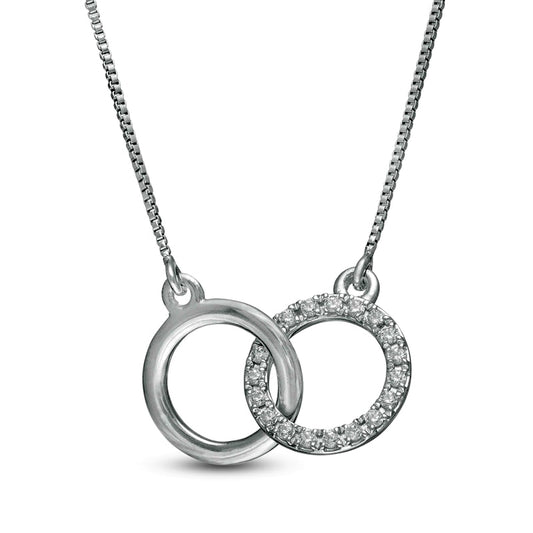 0.13 CT. T.W. Natural Diamond Interlocking Circles Necklace in Sterling Silver