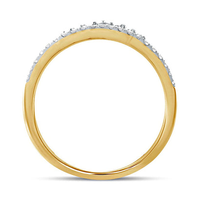0.20 CT. T.W. Natural Diamond Crown Contour Wedding Band in Solid 10K Yellow Gold