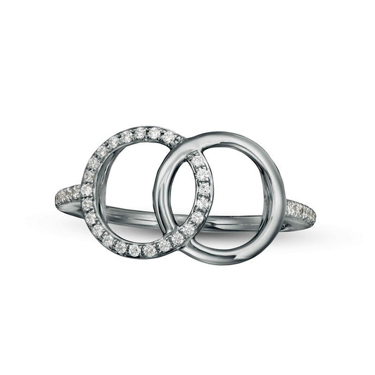 0.20 CT. T.W. Natural Diamond Interlocking Circles Ring in Sterling Silver
