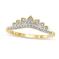 0.17 CT. T.W. Natural Diamond Leaf Crown Contour Antique Vintage-Style Wedding Band in Solid 10K Yellow Gold