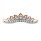 0.17 CT. T.W. Natural Diamond Leaf Crown Contour Antique Vintage-Style Wedding Band in Solid 10K Rose Gold
