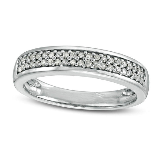 Men's 0.33 CT. T.W. Natural Diamond Double Row Wedding Band in Solid 10K White Gold