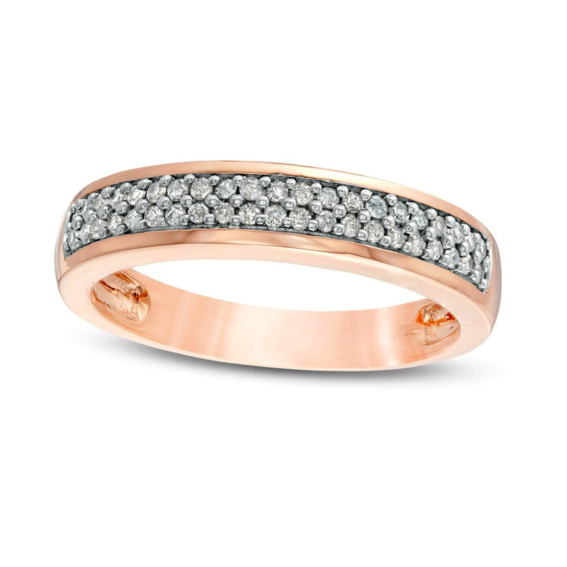 Men's 0.33 CT. T.W. Natural Diamond Double Row Wedding Band in Solid 10K Rose Gold