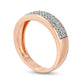 Men's 0.38 CT. T.W. Natural Diamond Triple Row Wedding Band in Solid 10K Rose Gold