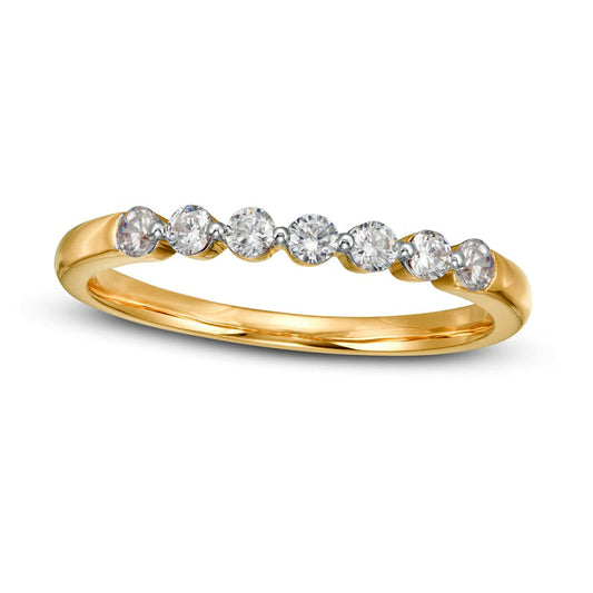 0.25 CT. T.W. Natural Diamond Seven Stone Anniversary Band in Solid 10K Yellow Gold