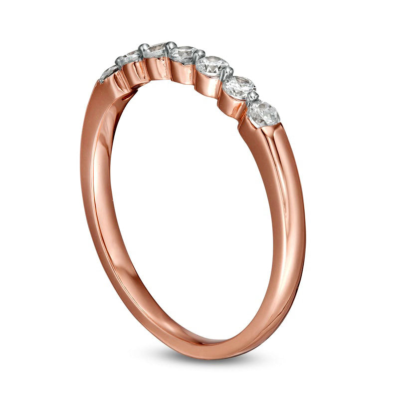 0.25 CT. T.W. Natural Diamond Seven Stone Anniversary Band in Solid 10K Rose Gold