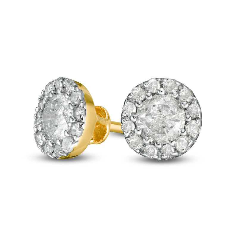 0.38 CT. T.W. Diamond Frame Stud Earrings in 10K Gold