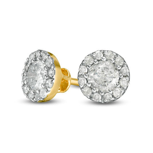 0.38 CT. T.W. Diamond Frame Stud Earrings in 10K Gold