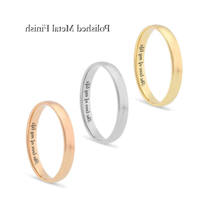 Ladies' 3.0mm Comfort-Fit Engravable Wedding Band in Solid 14K White, Yellow or Rose Gold (1 Line)