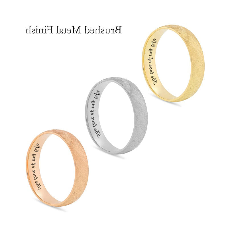 5.0mm Comfort-Fit Engravable Wedding Band in Solid 14K White, Yellow or Rose Gold (1 Line)