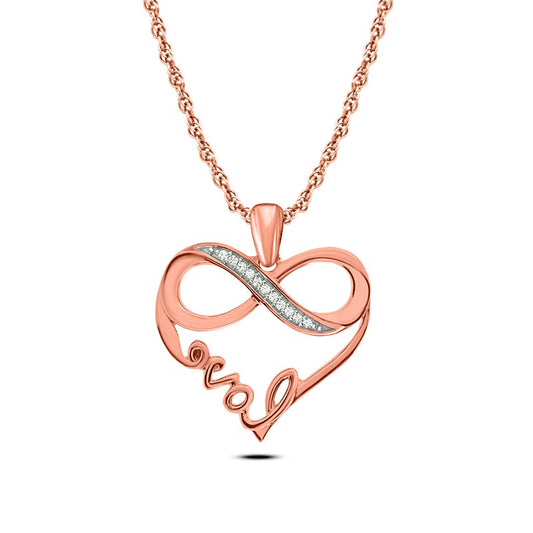 Natural Diamond Accent Infinity "love" Heart Pendant in 10K Rose Gold