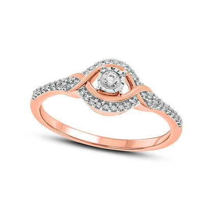 0.20 CT. T.W. Composite Natural Diamond Crossover Promise Ring in Solid 10K Rose Gold