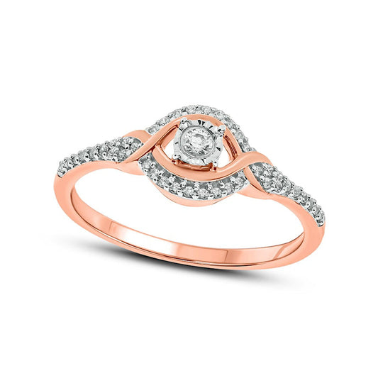0.20 CT. T.W. Composite Natural Diamond Crossover Promise Ring in Solid 10K Rose Gold