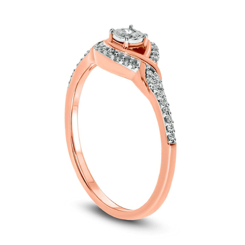 0.20 CT. T.W. Composite Natural Diamond Crossover Promise Ring in Solid 10K Rose Gold