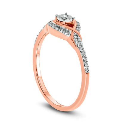 0.20 CT. T.W. Composite Natural Diamond Crossover Promise Ring in Solid 10K Rose Gold
