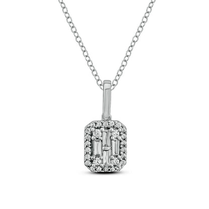 0.2 CT. T.W. Composite Natural Diamond Rectangular Frame Pendant in 10K White Gold