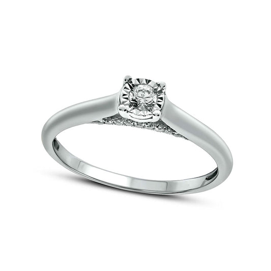0.17 CT. T.W. Natural Clarity Enhanced Diamond Solitaire Promise Ring in Solid 10K White Gold