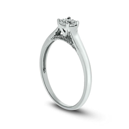 0.17 CT. T.W. Natural Clarity Enhanced Diamond Solitaire Promise Ring in Solid 10K White Gold