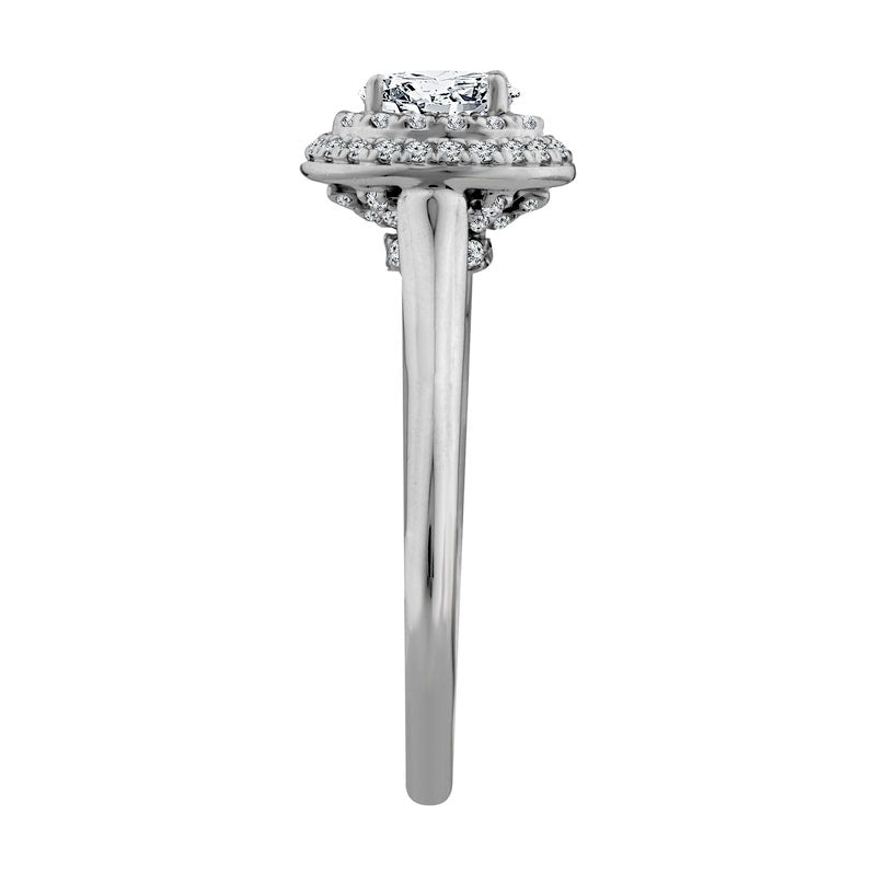 0.75 CT. T.W. Oval Natural Diamond Double Frame Engagement Ring in Solid 14K White Gold