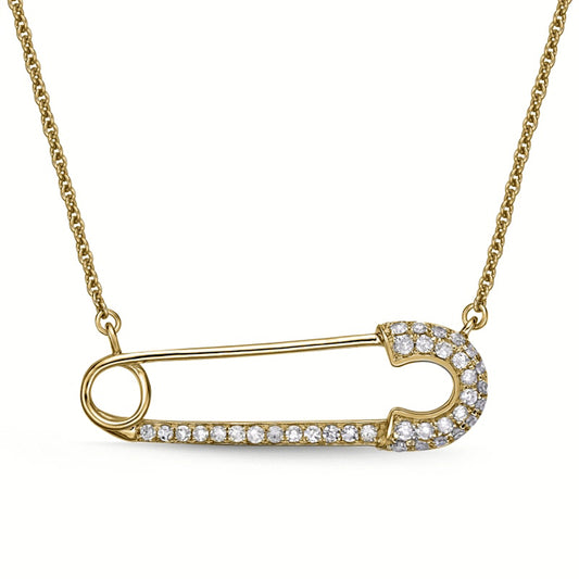 0.2 CT. T.W. Natural Diamond Safety Pin Necklace in Sterling Silver with 18K Gold Plate