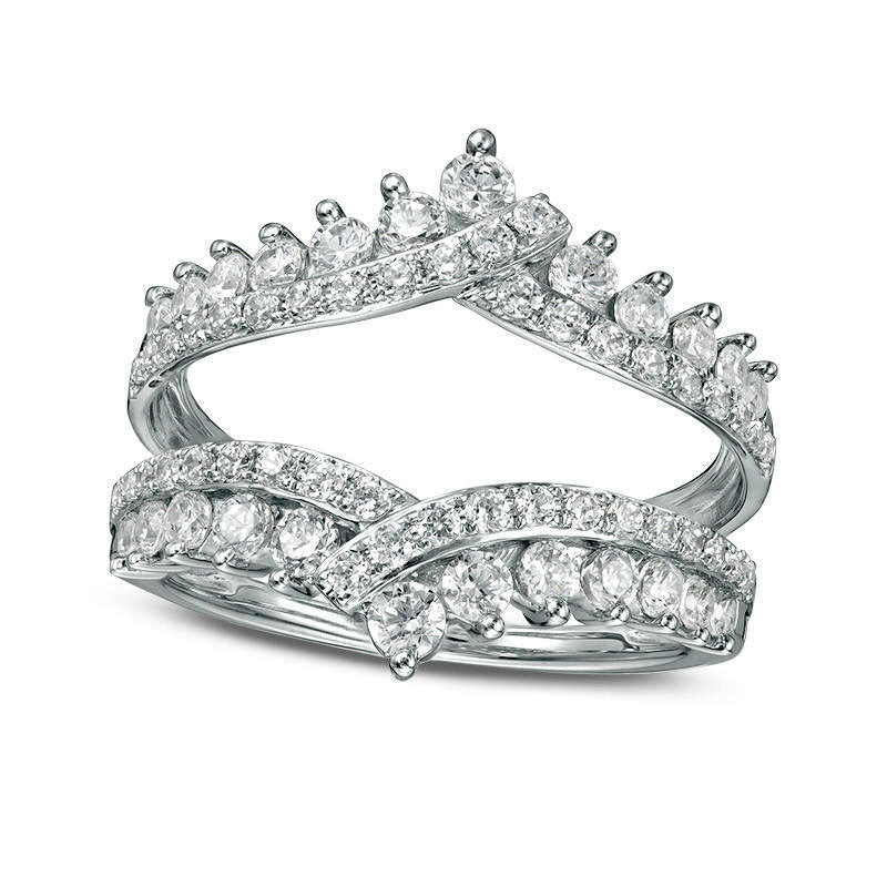 1.25 CT. T.W. Natural Clarity Enhanced Diamond Bypass Chevron Solitaire Enhancer in Solid 14K White Gold