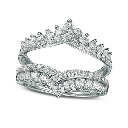 1.25 CT. T.W. Natural Clarity Enhanced Diamond Bypass Chevron Solitaire Enhancer in Solid 14K White Gold