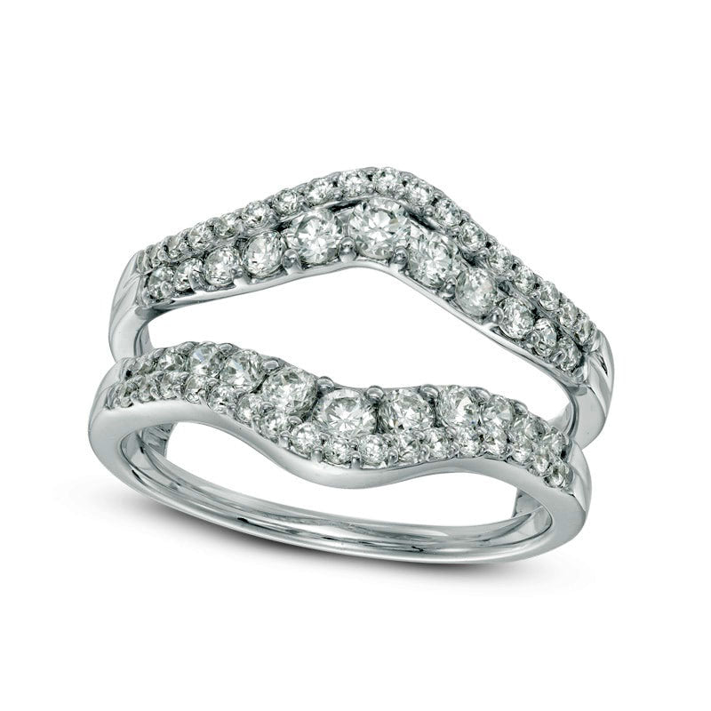 1.0 CT. T.W. Natural Clarity Enhanced Diamond Chevron Solitaire Enhancer in Solid 14K White Gold