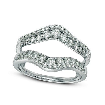 1.0 CT. T.W. Natural Clarity Enhanced Diamond Chevron Solitaire Enhancer in Solid 14K White Gold