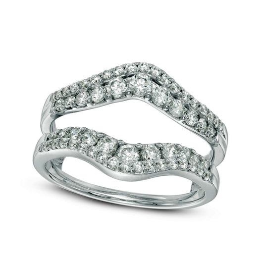 1.0 CT. T.W. Natural Clarity Enhanced Diamond Chevron Solitaire Enhancer in Solid 14K White Gold