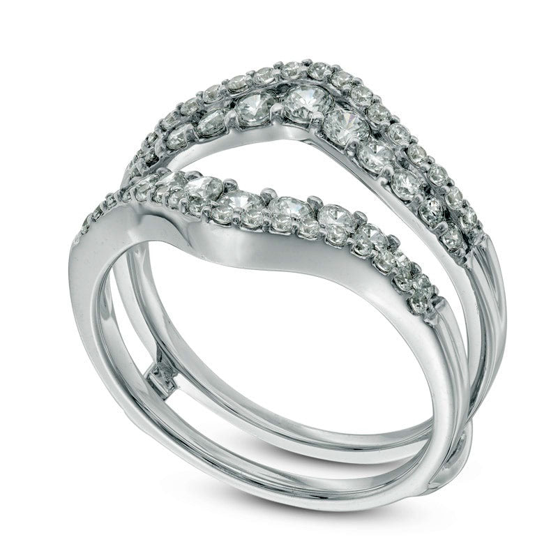 1.0 CT. T.W. Natural Clarity Enhanced Diamond Chevron Solitaire Enhancer in Solid 14K White Gold
