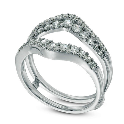1.0 CT. T.W. Natural Clarity Enhanced Diamond Chevron Solitaire Enhancer in Solid 14K White Gold