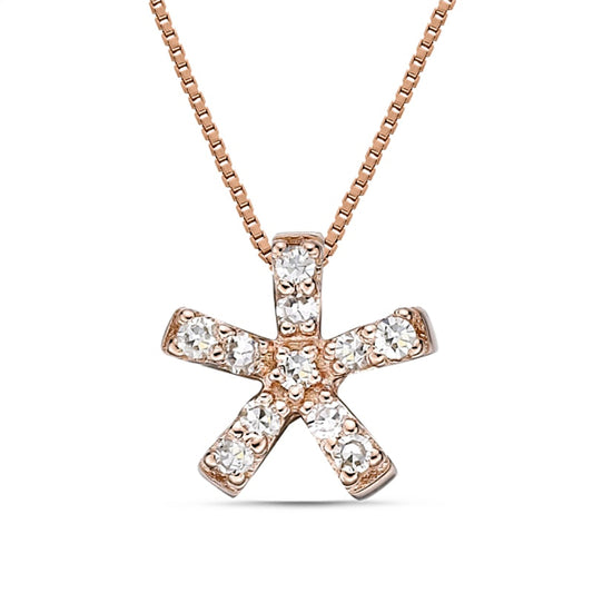 0.05 CT. T.W. Natural Diamond Flower Pendant in Sterling Silver with 18K Rose Gold Plate