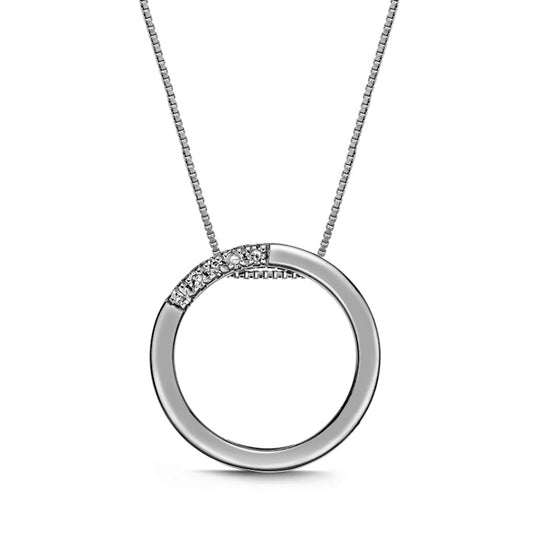 Natural Diamond Accent Circle Pendant in Sterling Silver