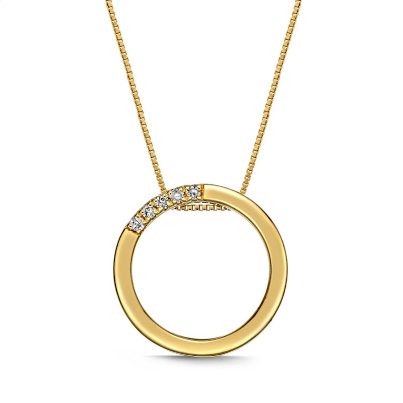 Natural Diamond Accent Circle Pendant in Sterling Silver with 18K Gold Plate