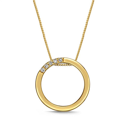 Natural Diamond Accent Circle Pendant in Sterling Silver with 18K Gold Plate