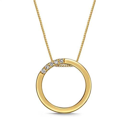 Natural Diamond Accent Circle Pendant in Sterling Silver with 18K Gold Plate