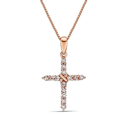 0.2 CT. T.W. Natural Diamond Cross Pendant in 10K Rose Gold