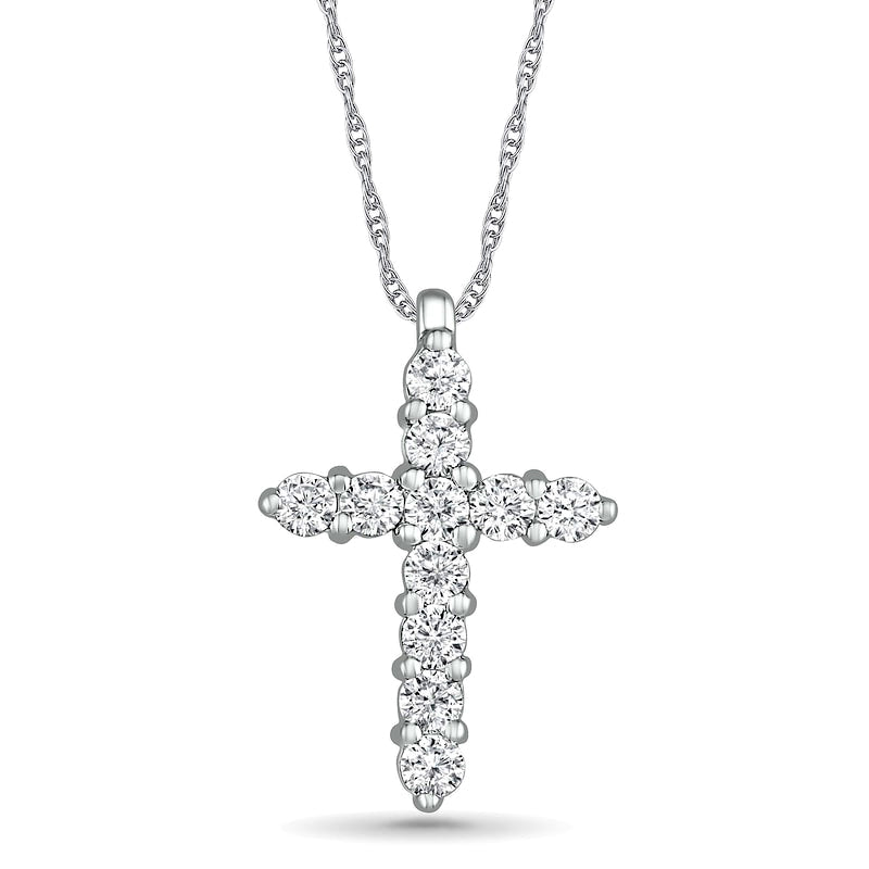 Lab-Created White Sapphire Cross Pendant in Sterling Silver