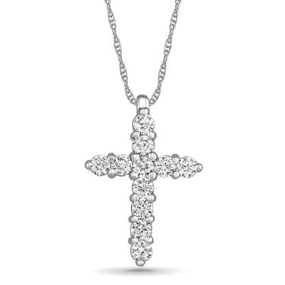 Lab-Created White Sapphire Cross Pendant in Sterling Silver